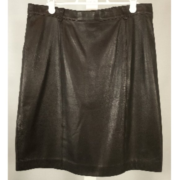 L'officiel Brown Leather Skirt - Picture 1 of 4